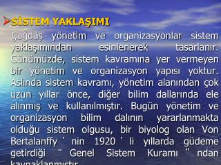 SİSTEM YAKLAŞIMI