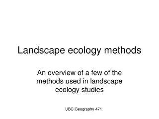 Landscape ecology methods