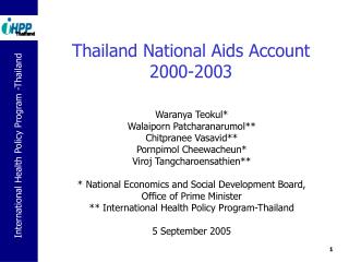 Thailand National Aids Account 2000-2003