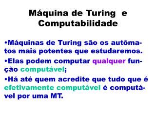 Máquina de Turing e Computabilidade