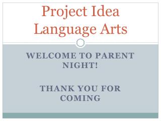 Project Idea Language Arts