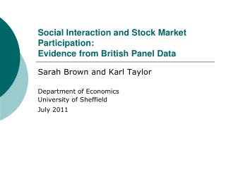 Social Interaction and Stock Market Participation: Evidence from British Panel Data