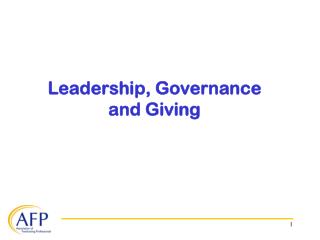 Leadership, Governance and Giving