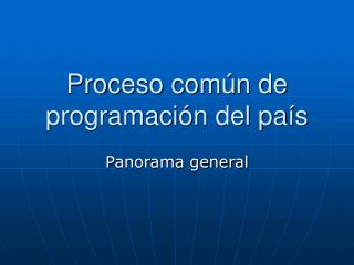Proceso común de programación del país