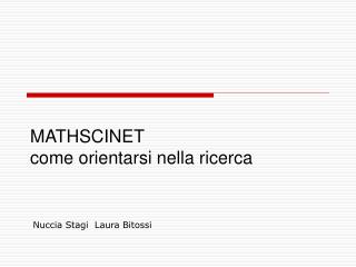 MATHSCINET come orientarsi nella ricerca