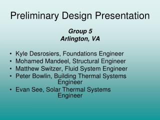 Preliminary Design Presentation