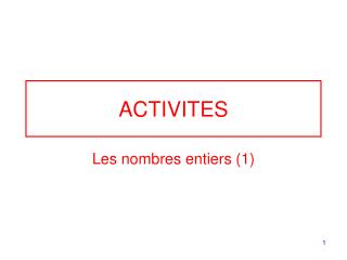 ACTIVITES