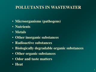 POLLUTANTS IN WASTEWATER