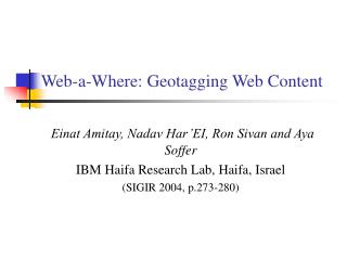 Web-a-Where: Geotagging Web Content