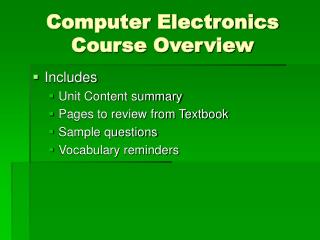 Computer Electronics Course Overview