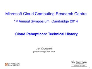 Microsoft Cloud Computing Research Centre