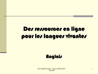 Des ressources en ligne pour les langues vivantes Anglais