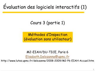 Évaluation des logiciels interactifs (1)