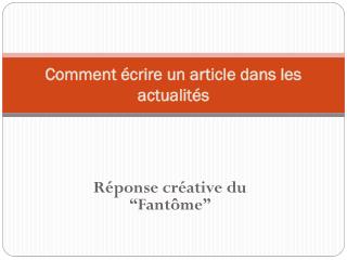 Comment écrire un article dans les actualités