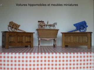 Voitures hippomobiles et meubles miniatures