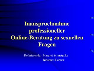 Inanspruchnahme professioneller Online-Beratung zu sexuellen Fragen