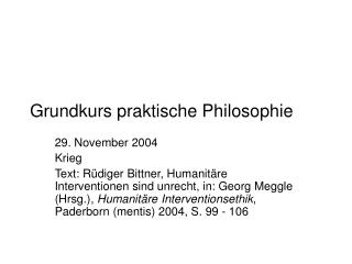 Grundkurs praktische Philosophie