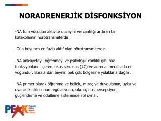 NORADRENERJ İ K D İ SFONKS İ YON