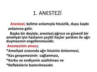 1. ANESTEZİ