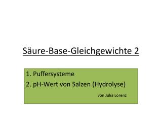 Säure-Base-Gleichgewichte 2