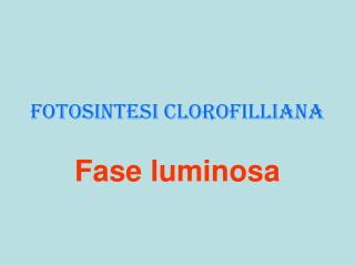 Fotosintesi clorofilliana