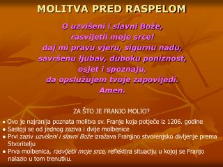 MOLITVA PRED RASPELOM