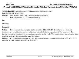 Project: IEEE P802.15 Working Group for Wireless Personal Area Networks (WPANs)