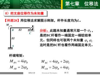 8 ）把 支座位移作为未知量