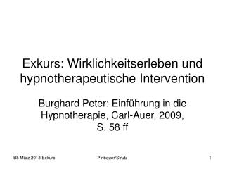 Exkurs: Wirklichkeitserleben und hypnotherapeutische Intervention