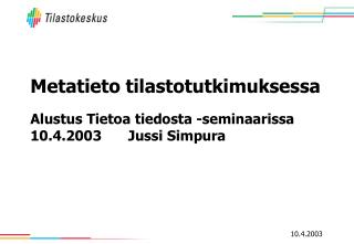 Metatieto tilastotutkimuksessa