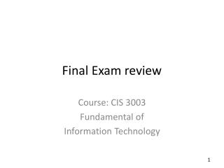 Final Exam review