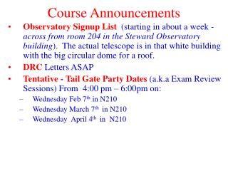 Course Announcements