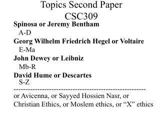 Topics Second Paper CSC309