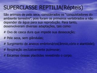 SUPERCLASSE REPTILIA(Répteis)