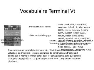 Vocabulaire Terminal Vt