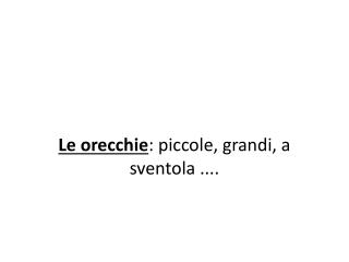 Le orecchie : piccole, grandi, a sventola ....