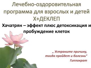 Лечебно- оздоровительная программа для взрослых и детей Х+ДЕКЛЕП