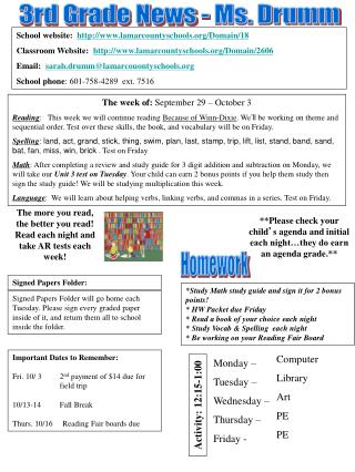 3rd Grade News - Ms. Drumm