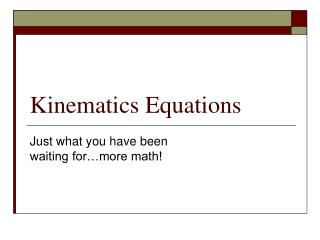 Kinematics Equations