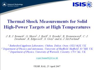 OUTLINE Introduction Thermal Shock, Fatigue and Creep Wire tests Future work