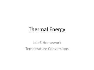 Thermal Energy