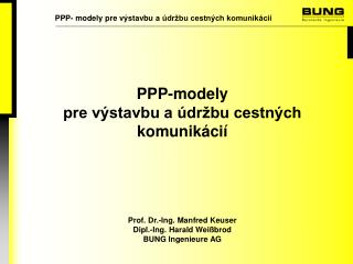 PPP- m odel y pre výstavbu a údržbu cestných komunikácií