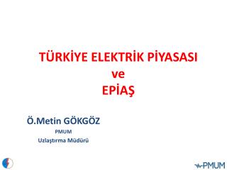 TÜRKİYE ELEKTRİK PİYASASI ve EPİAŞ