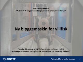 Avslutningsseminar &quot; Automatisk fangstbehandling av hvitfisk på snurrevadfartøy &quot;