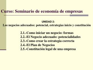 Curso: Seminario de economía de empresas