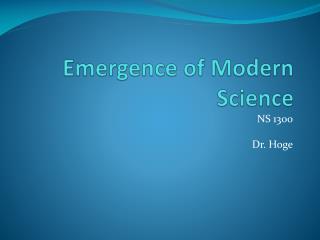 Emergence of Modern Science