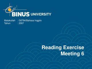Reading Exercise Meeting 6