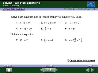 Solving Two-Step Equations