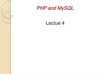 PHP and MySQL