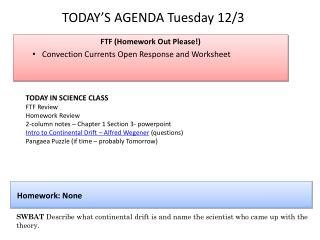 TODAY’S AGENDA Tuesday 12/3